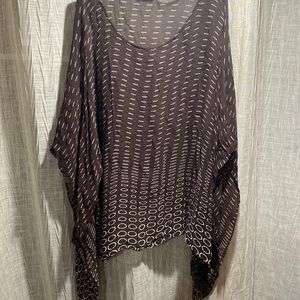 Brown with white design women’s plus size poncho